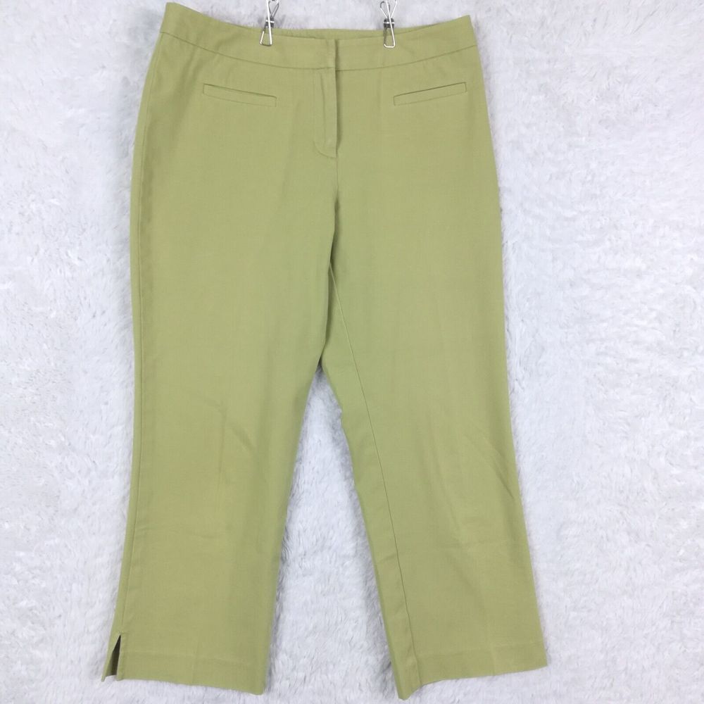 J. Jill Womens Pants Trouser Capri Lime Green Split Hem Casual‎ Straight Leg 6